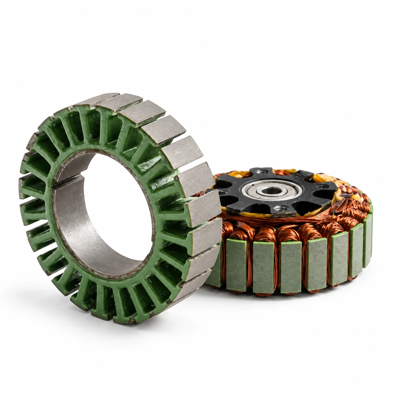 PMSM / BLDC hub motor windings with clean steel outer diameter